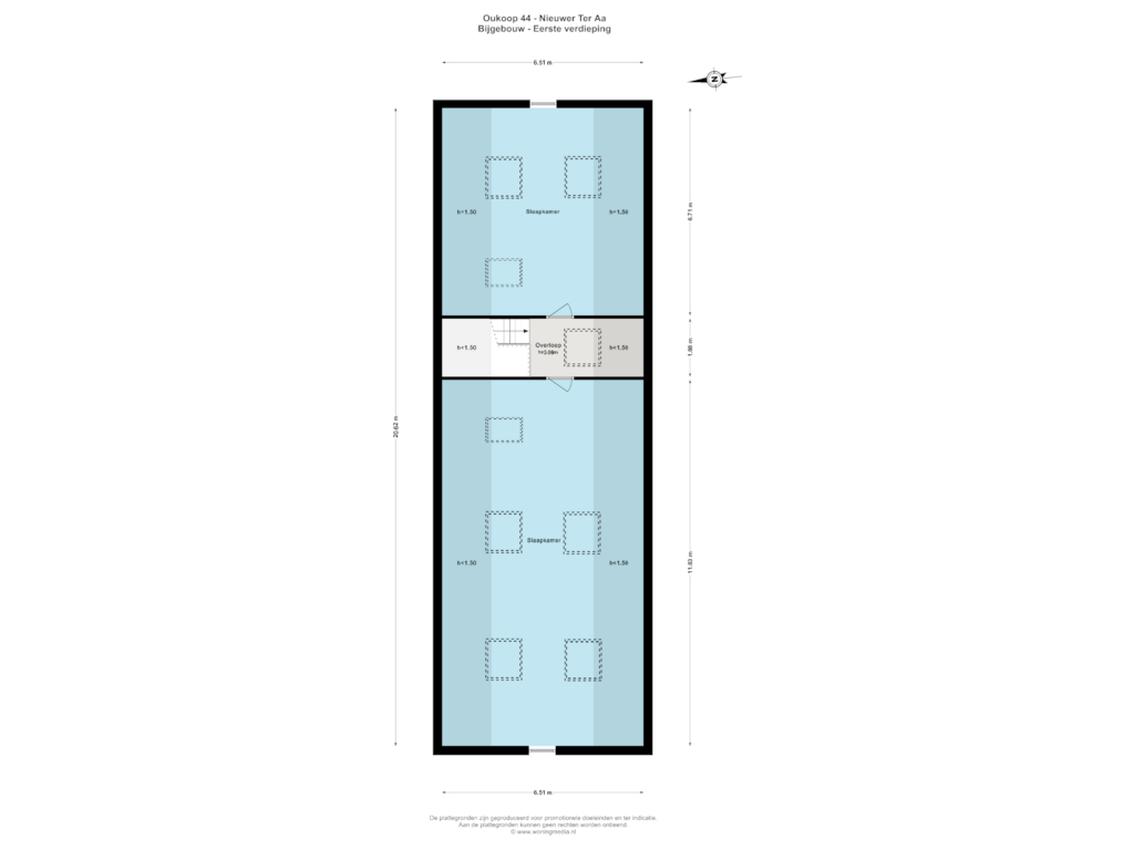 Bekijk plattegrond van Bijgebouw - Eerste verdieping van Oukoop 44