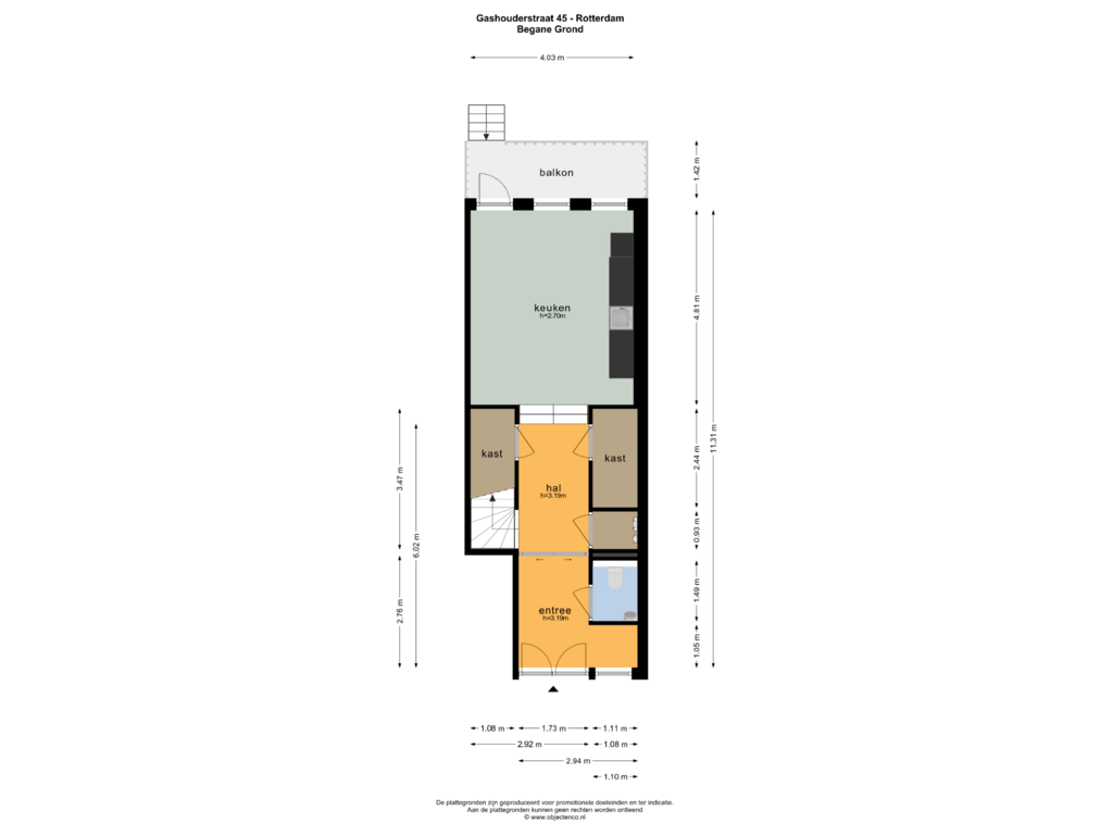 Bekijk plattegrond van BEGANE GROND van Gashouderstraat 45