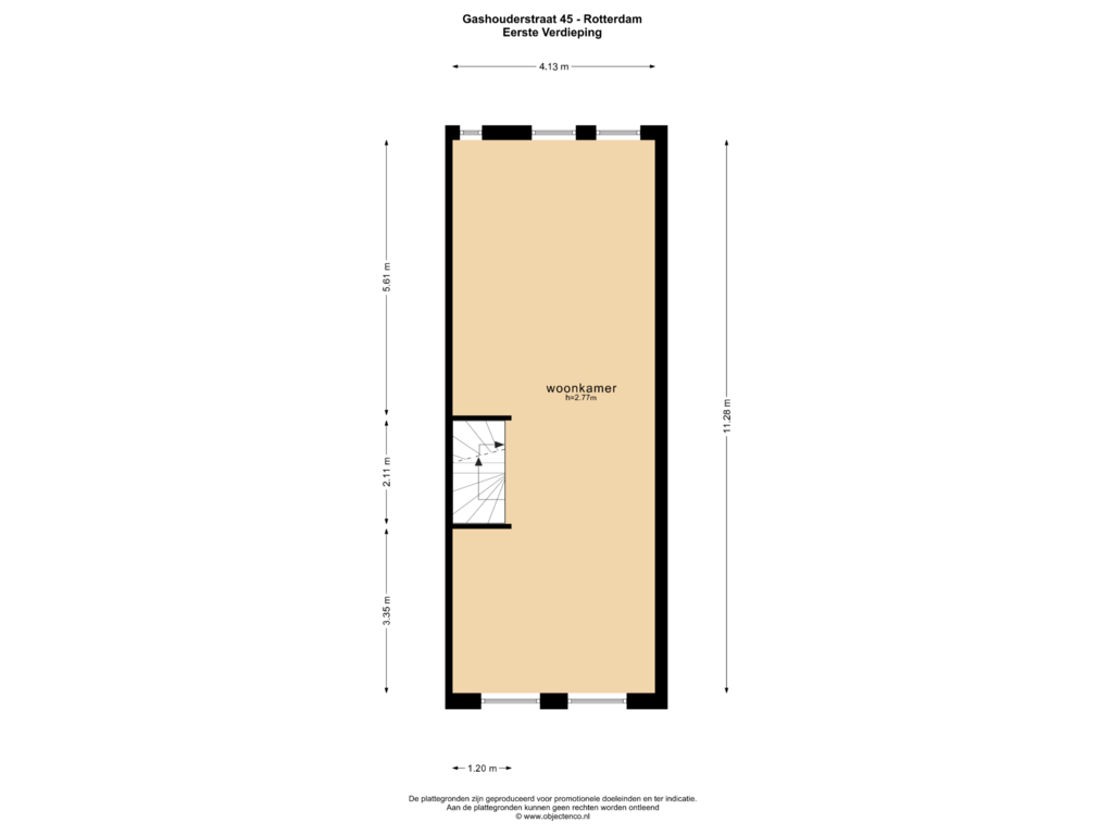 Bekijk plattegrond van EERSTE VERDIEPING van Gashouderstraat 45