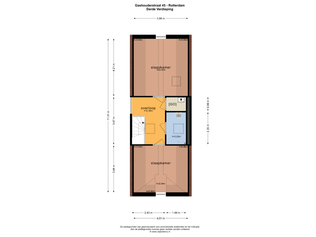 Bekijk plattegrond van DERDE VERDIEPING van Gashouderstraat 45