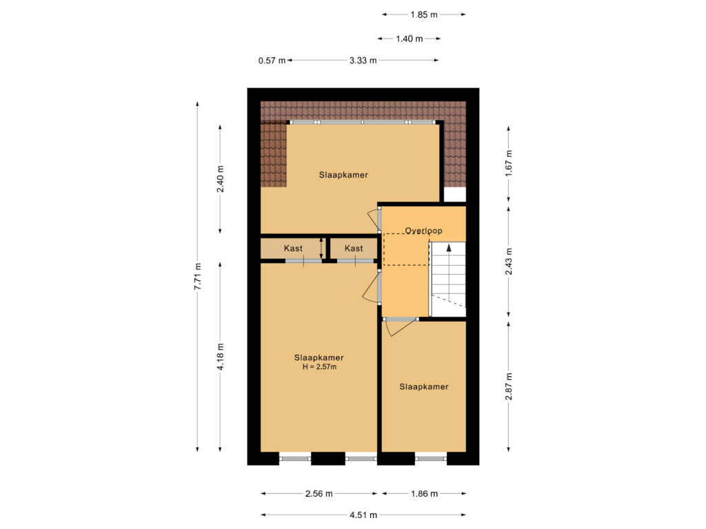 Bekijk plattegrond van Eerste verdieping van Beekkerkstraat 2