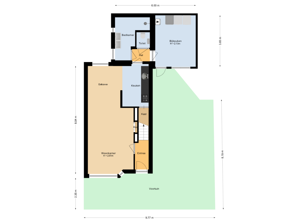 Bekijk plattegrond van Situatie van Beekkerkstraat 2