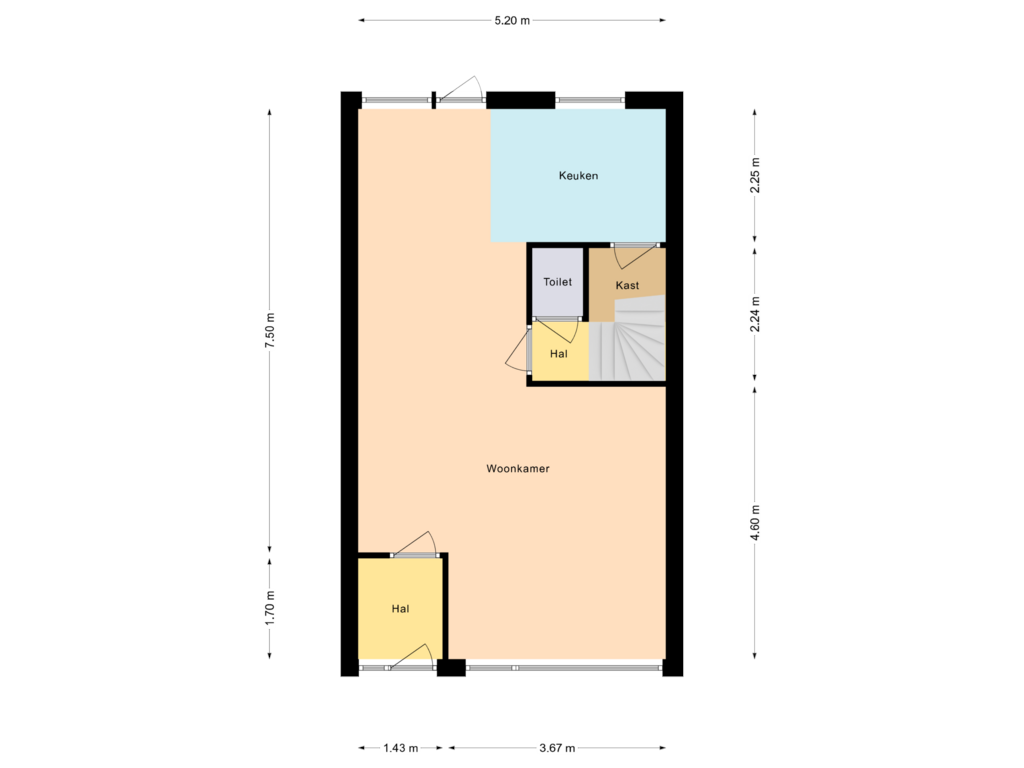 Bekijk plattegrond van Begane grond van Huijgensstraat 63