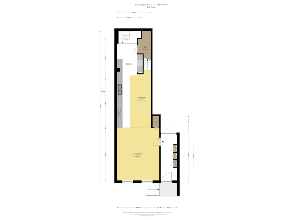 View floorplan of BEL ETAGE of Keizersgracht 472-A