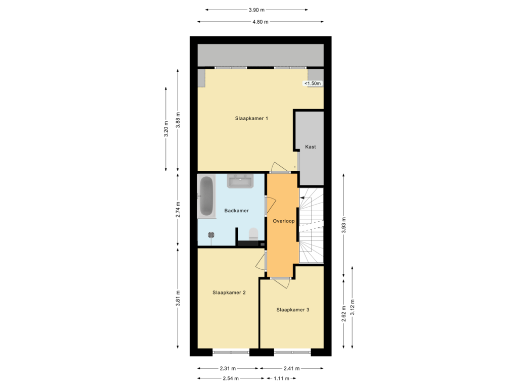 View floorplan of Eerste verdieping of Achterste Kamp 23