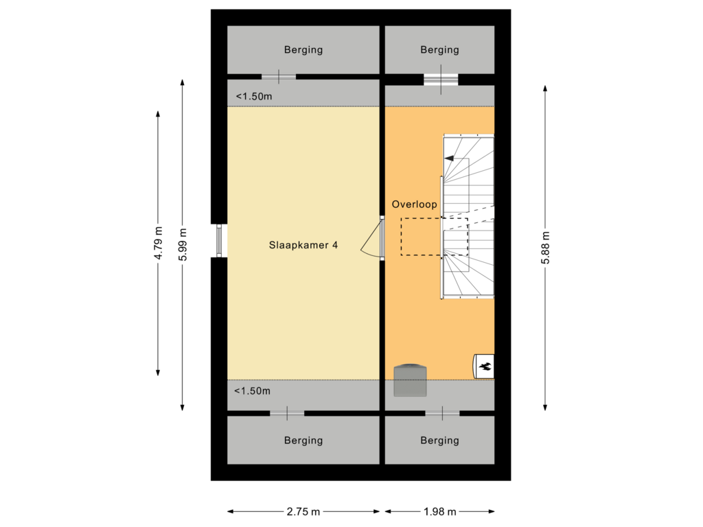 View floorplan of Tweede verdieping of Achterste Kamp 23