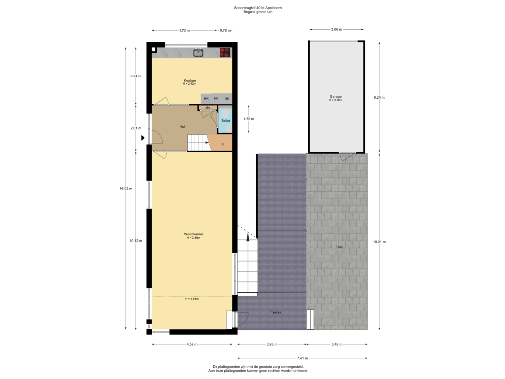 Bekijk plattegrond van Begane grond tuin van Spoorbrughof 40