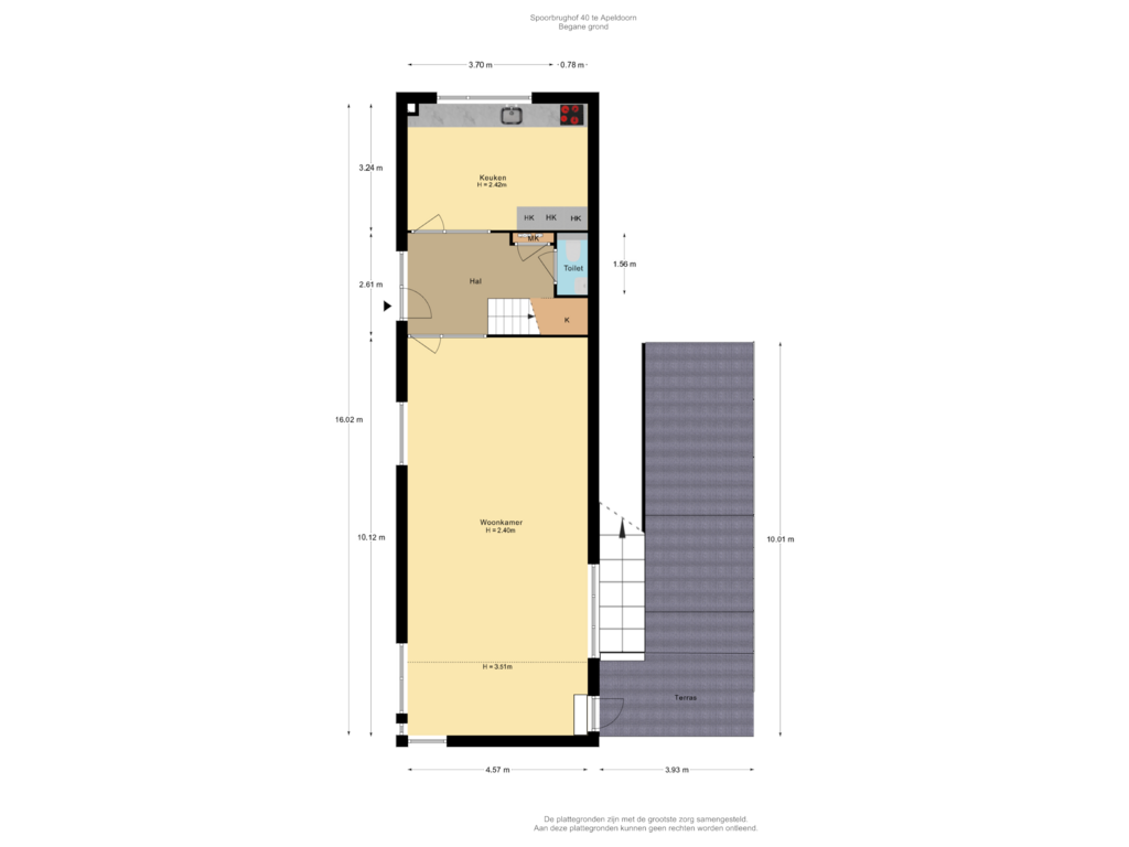 Bekijk plattegrond van Begane grond van Spoorbrughof 40