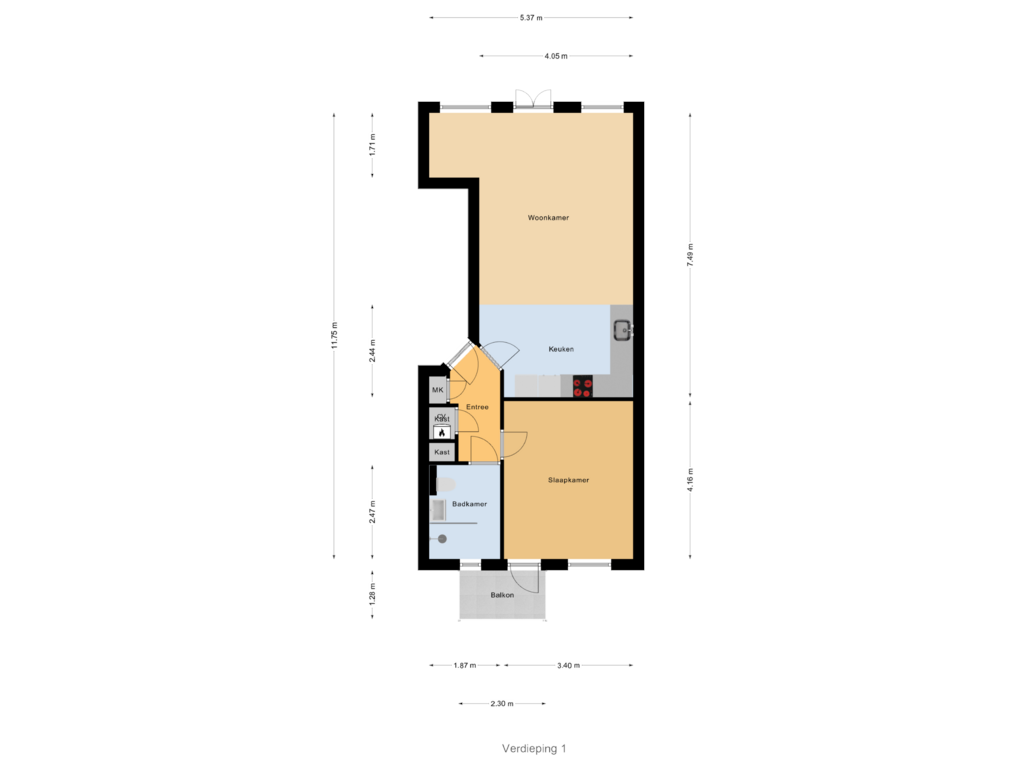 View floorplan of Verdieping 1 of Grote Markt 8-B