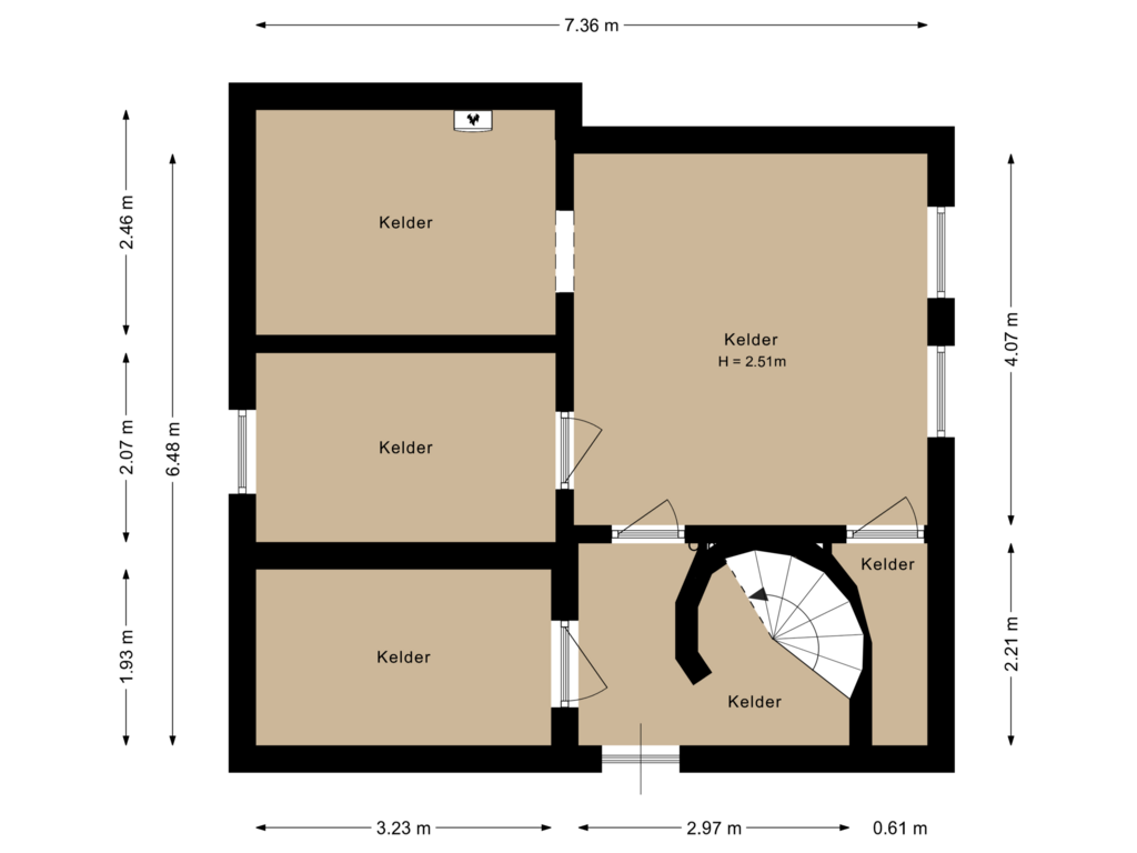 Bekijk plattegrond van Kelder 1 van Boslaan 67