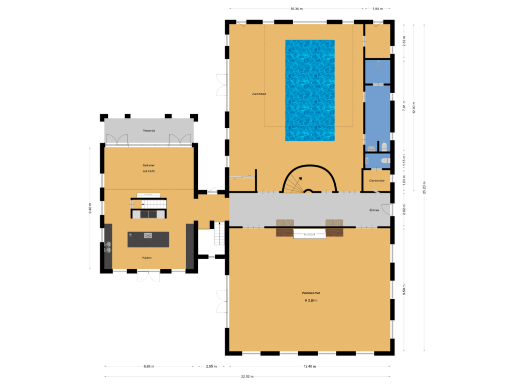 Bekijk plattegrond van Begane grond van Jonkheer Ramweg 8