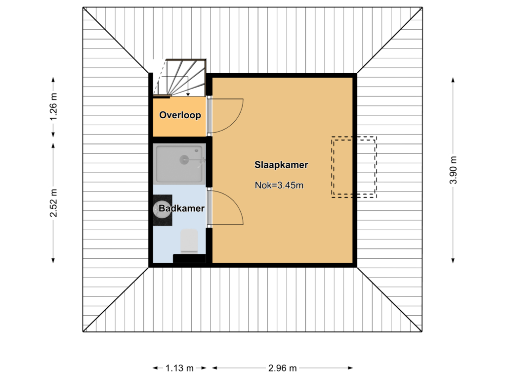 View floorplan of Slaap verdieping (Boven Garage) of Dolderseweg 57-B