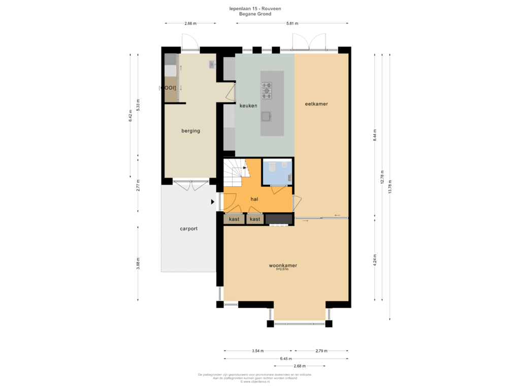 Bekijk plattegrond van BEGANE GROND van Iepenlaan 15