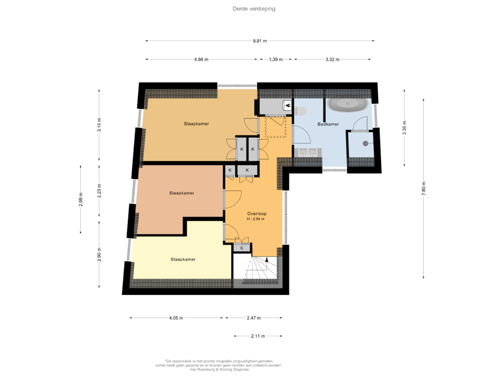 Bekijk plattegrond van Derde verdieping van Haarlemmerstraat 24-2