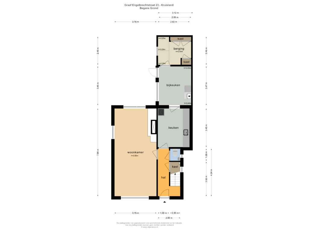 Bekijk plattegrond van BEGANE GROND van Graaf Engelbrechtstraat 23