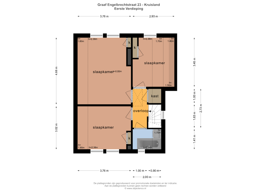 Bekijk plattegrond van EERSTE VERDIEPING van Graaf Engelbrechtstraat 23