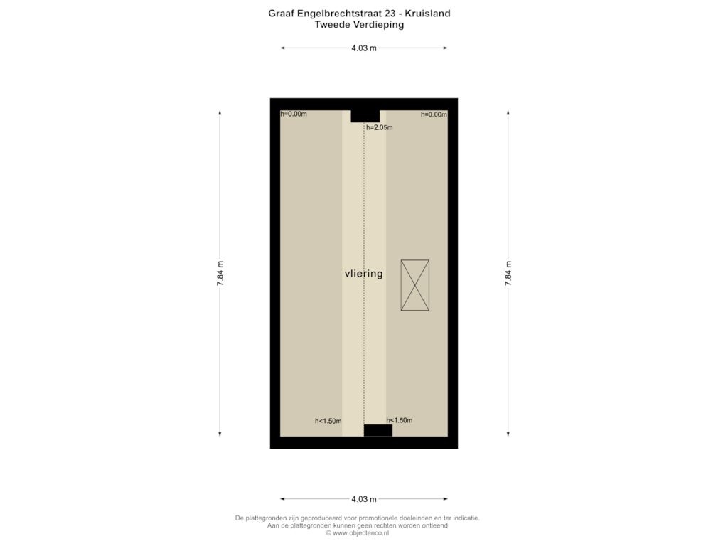 Bekijk plattegrond van TWEEDE VERDIEPING van Graaf Engelbrechtstraat 23