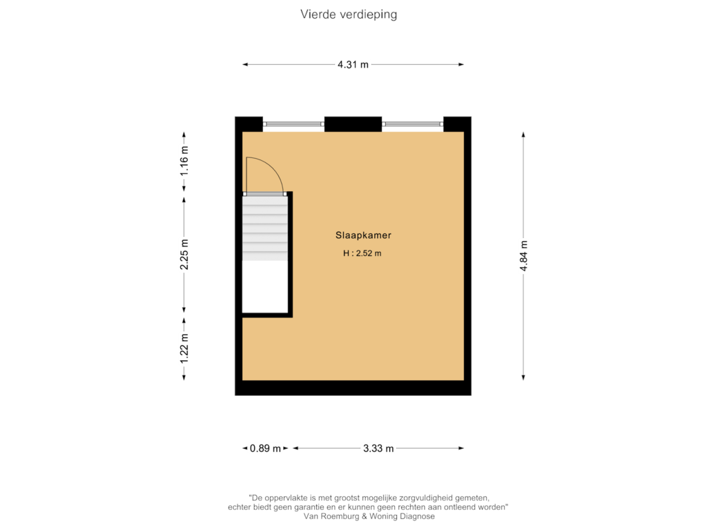 View floorplan of Vierde verdieping of Karel du Jardinstraat 86-3