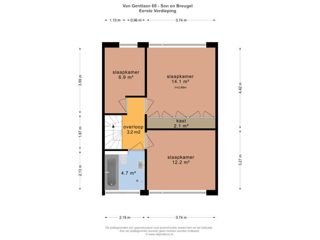 Bekijk plattegrond van Eerste Verdieping van van Gentlaan 69