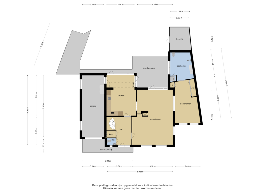 View floorplan of Begane grond of Wolverstraat 1-A