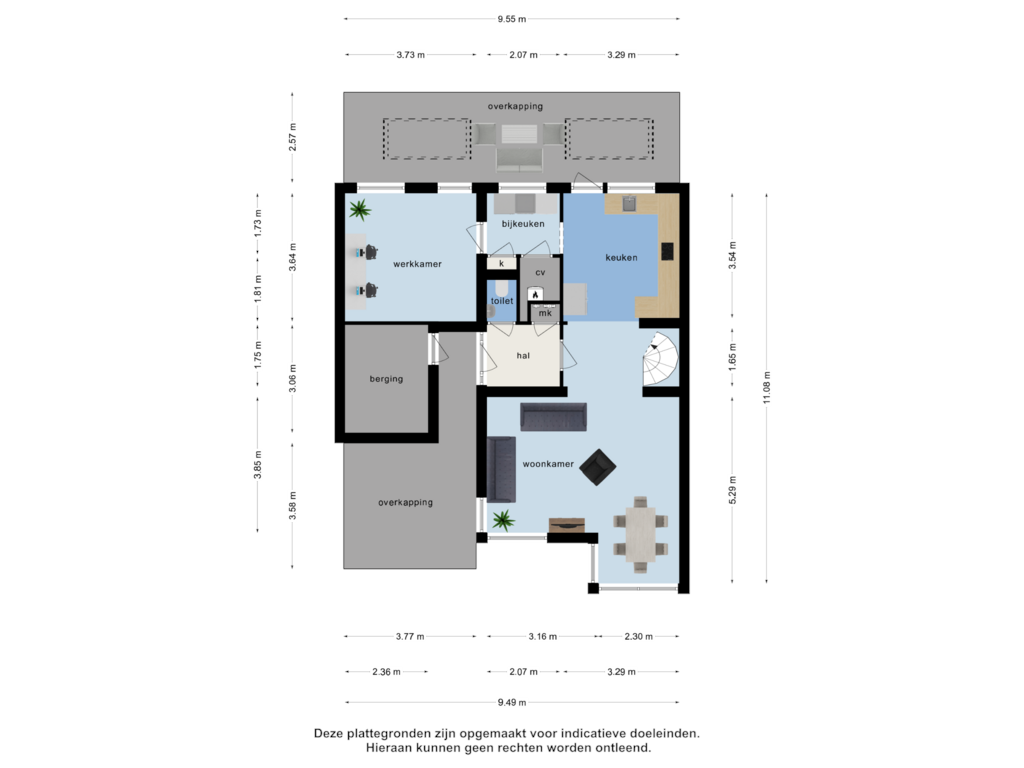 Bekijk plattegrond van begane grond van Meidoornstraat 22