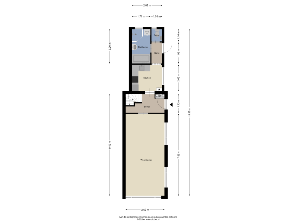 View floorplan of Begane Grond of Kleinemeersterstraat 1-A