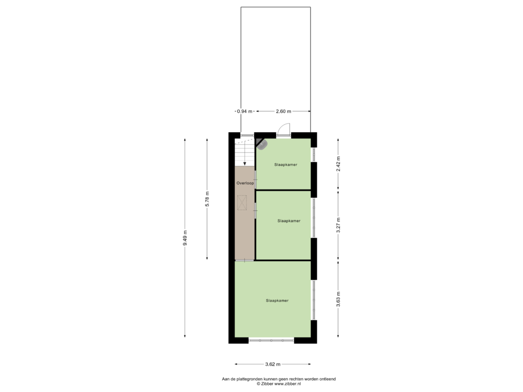 View floorplan of Eerste verdieping of Kleinemeersterstraat 1-A