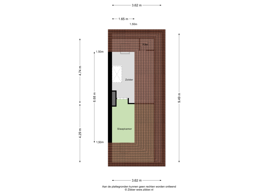 View floorplan of Tweede verdieping of Kleinemeersterstraat 1-A