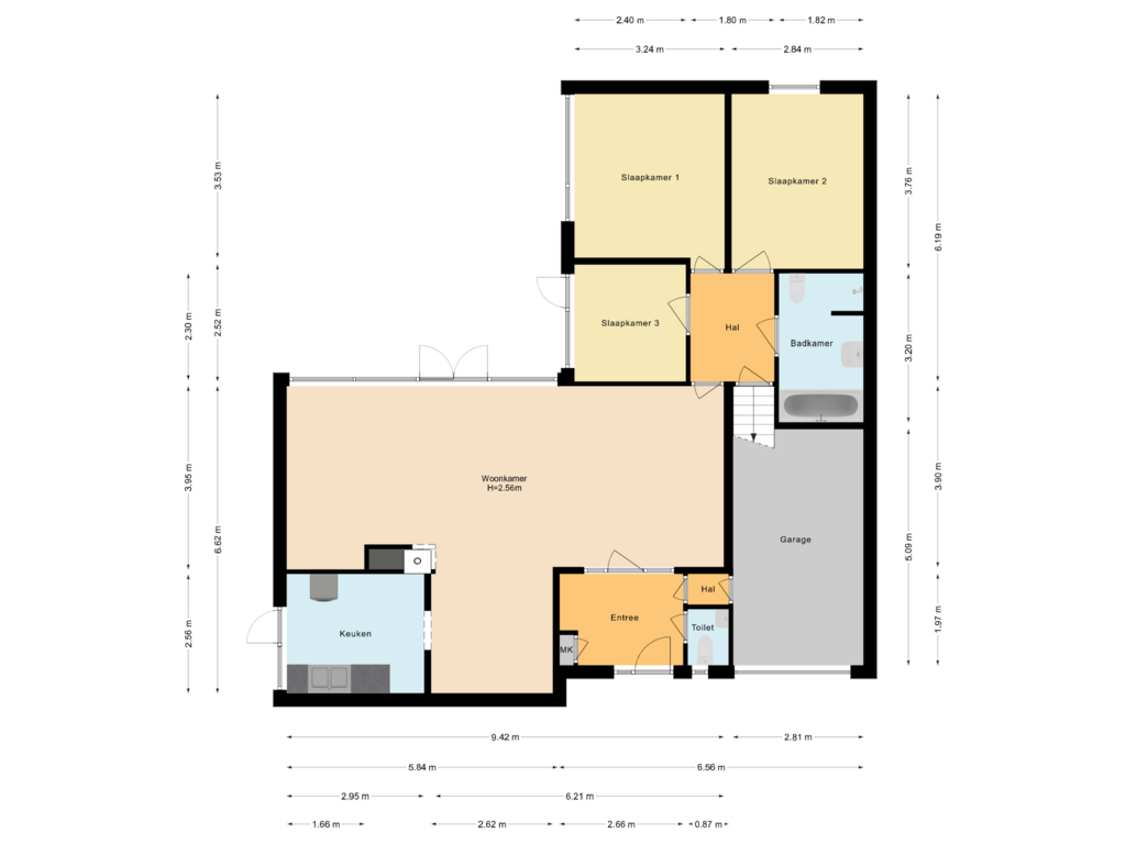 View floorplan of Begane Grond of Dioneplantsoen 6