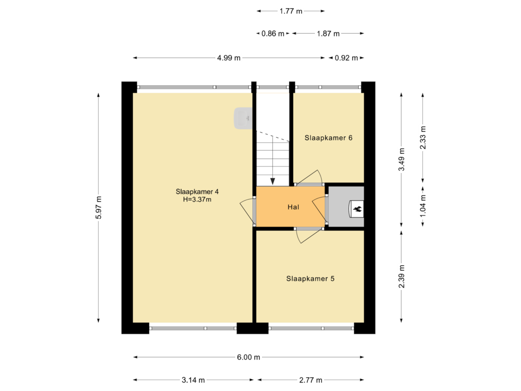 View floorplan of Eerste verdieping of Dioneplantsoen 6