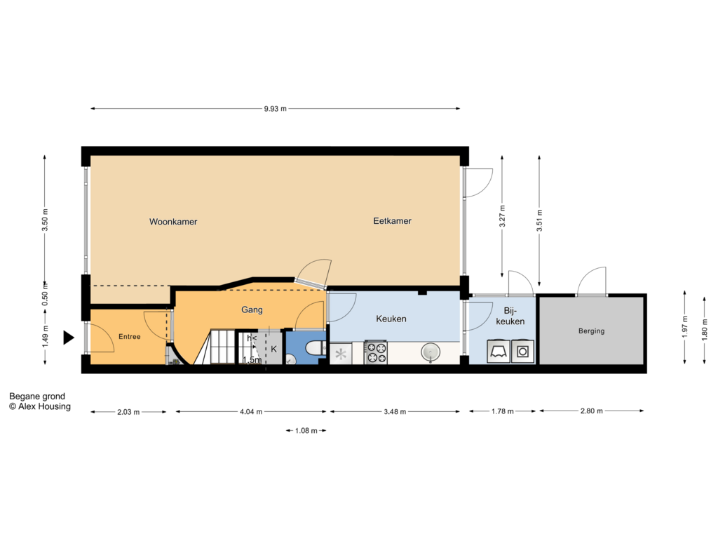 View floorplan of Begane grond of Hogerbeetsstraat 10