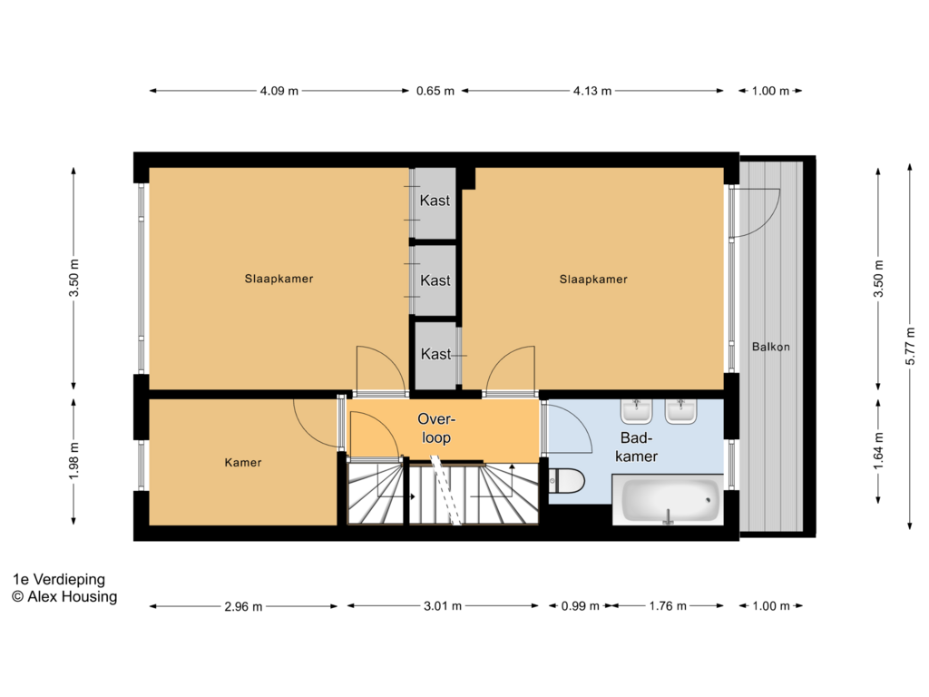 View floorplan of 1e Verdieping of Hogerbeetsstraat 10