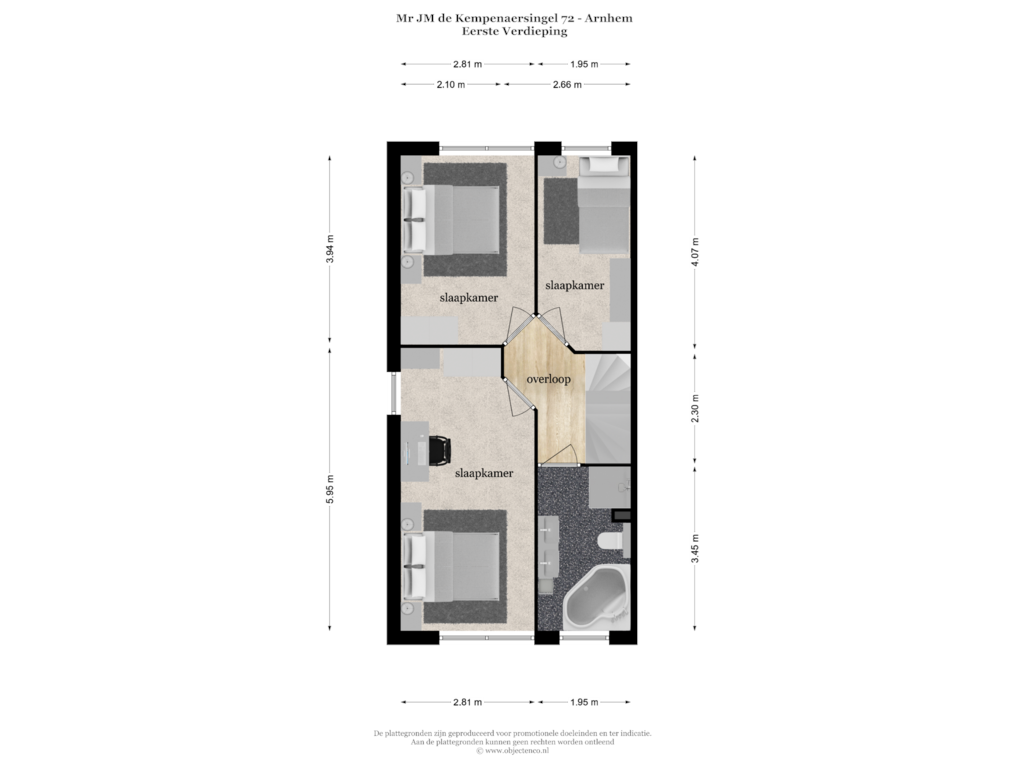 View floorplan of EERSTE VERDIEPING of Mr J.M. de Kempenaersingel 72