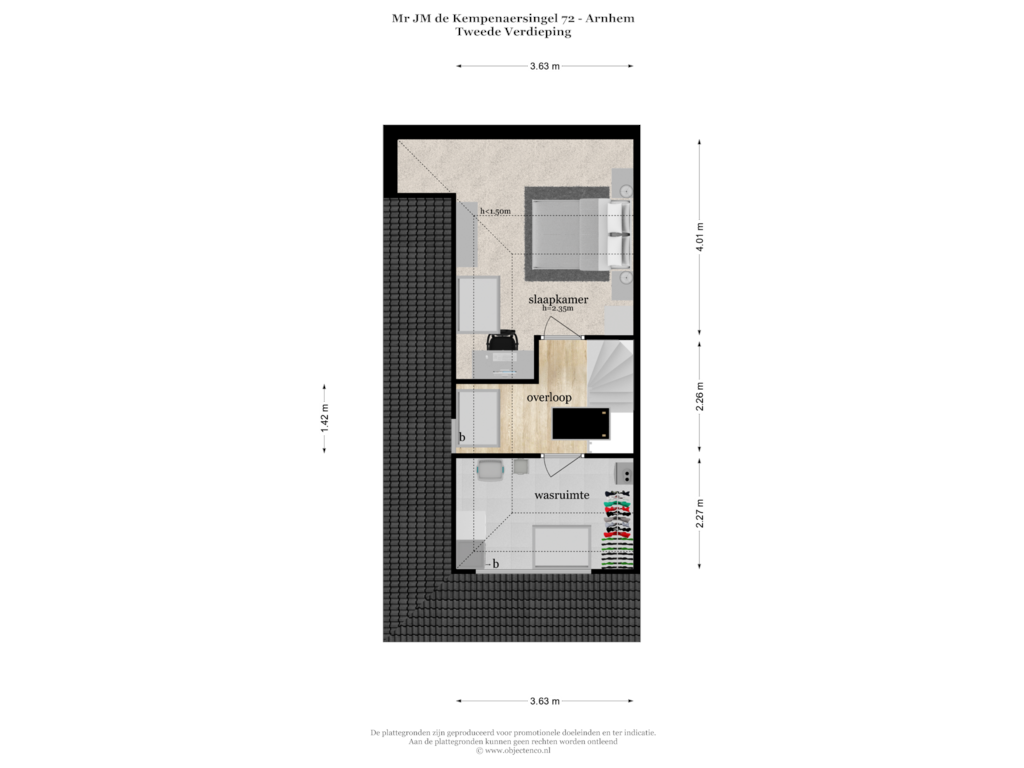 View floorplan of TWEEDE VERDIEPING of Mr J.M. de Kempenaersingel 72