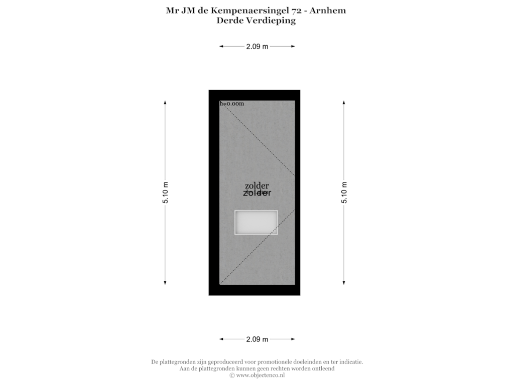 View floorplan of DERDE VERDIEPING of Mr J.M. de Kempenaersingel 72