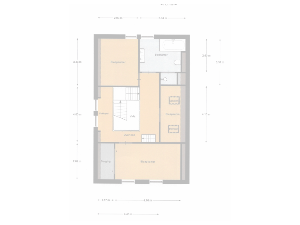 View floorplan of 1e verdieping of Oostdijk 11