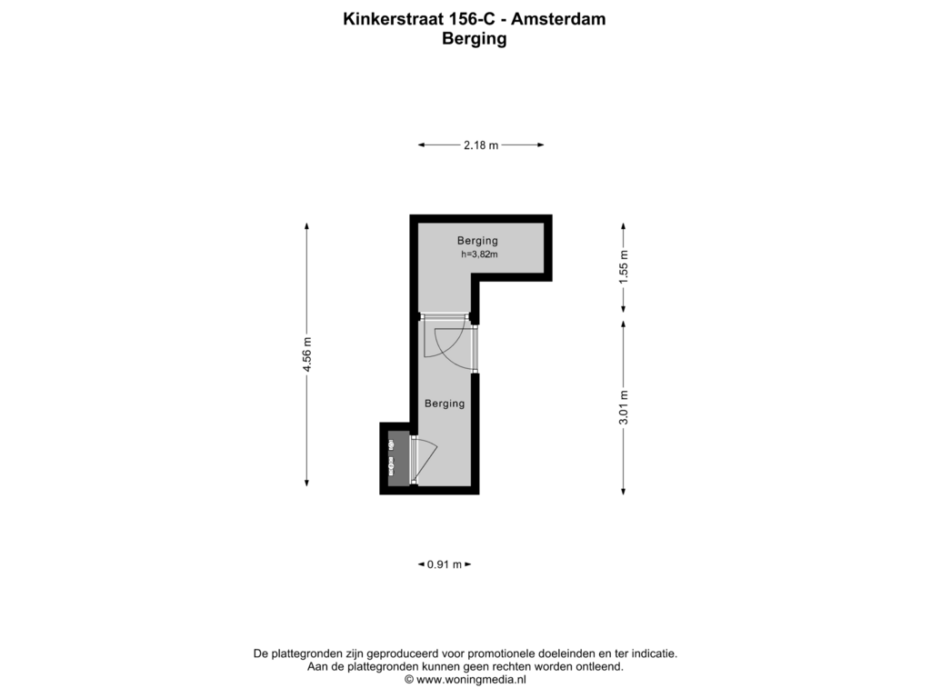 View floorplan of Berging of Kinkerstraat 156-C