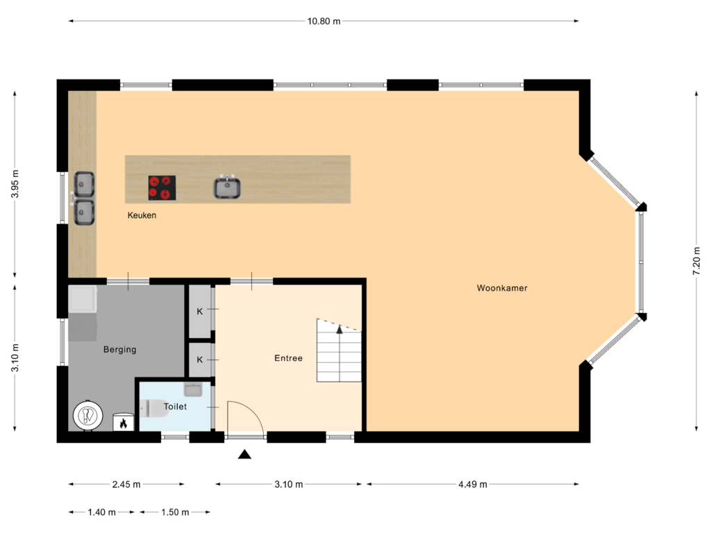 Bekijk plattegrond van Begane Grond van Groenevelt 45-A