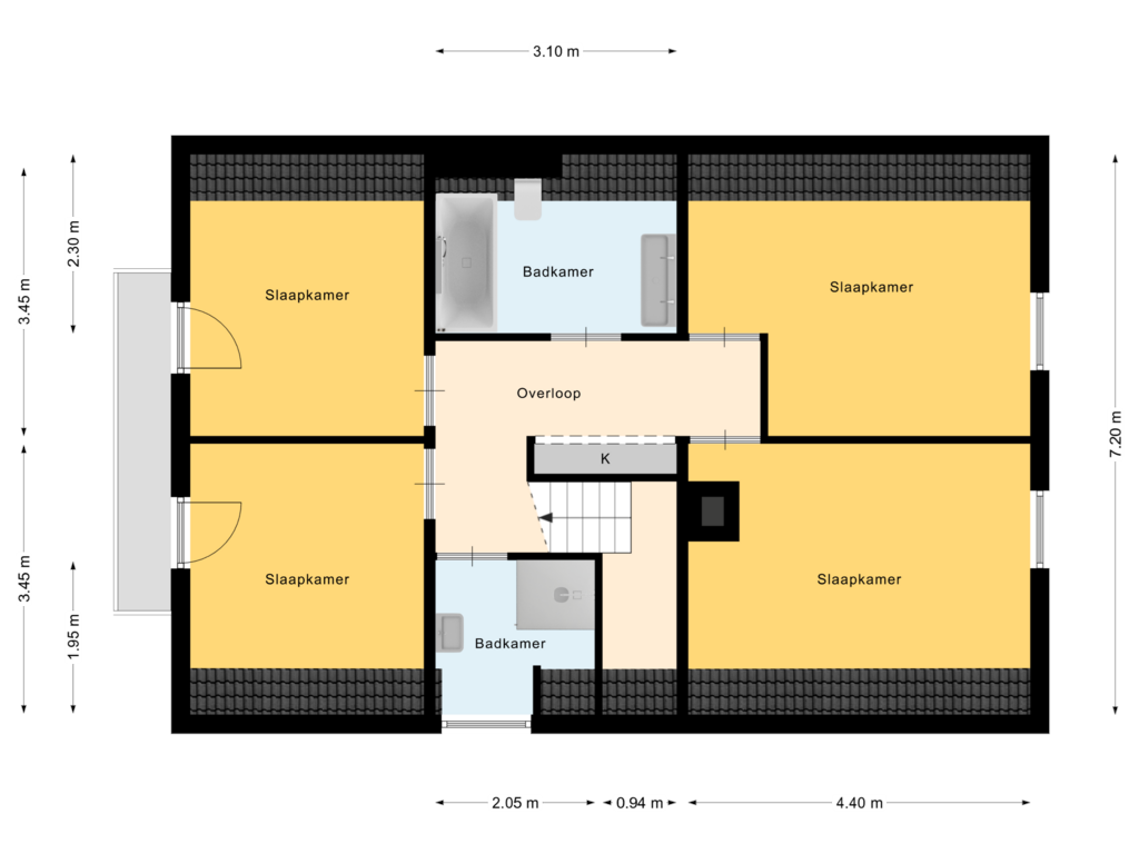 Bekijk plattegrond van 1e Verdieping van Groenevelt 45-A