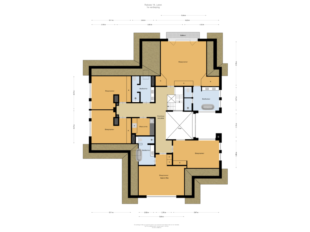 View floorplan of 1e verdieping of Raboes 14