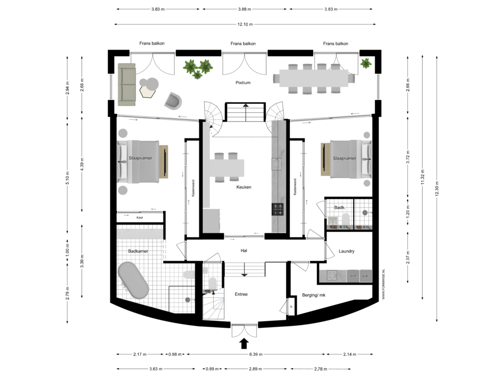 View floorplan of Floor 1 of Plantage Muidergracht 6-E