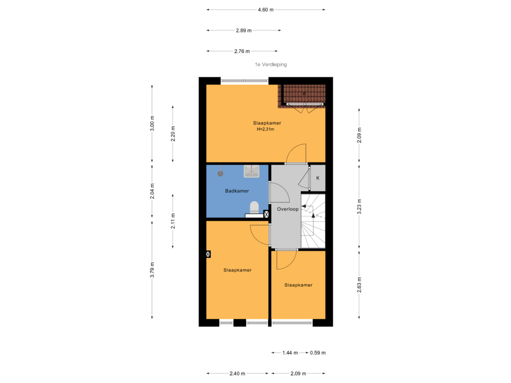 View floorplan of 1e Verdieping of Verburghlaan 26