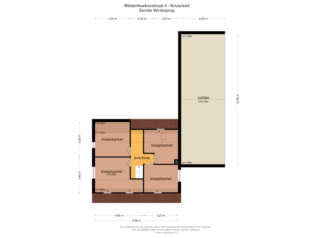 Bekijk plattegrond van EERSTE VERDIEPING van Wildenhoeksestraat 4