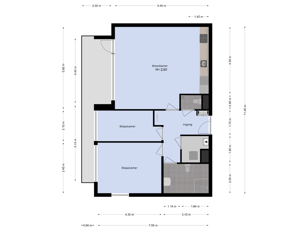 Bekijk plattegrond van Appartement van Pilarenlaan 4-K34