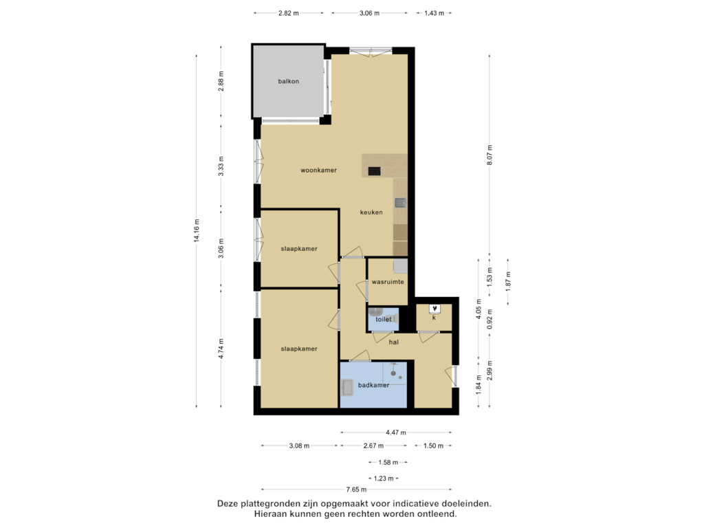 Bekijk plattegrond van 1_Appartement van Evertsenstraat 3-J