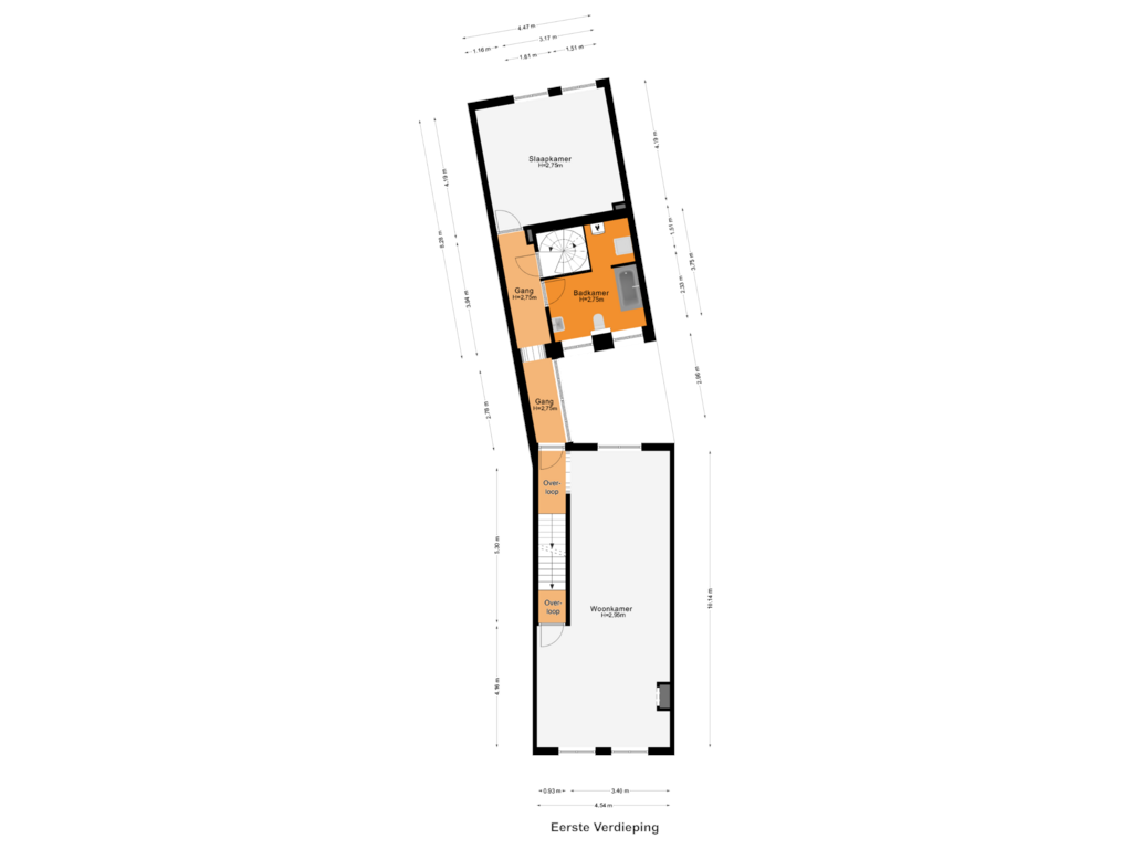 View floorplan of Eerste Verdieping of Hoogbrugstraat 56