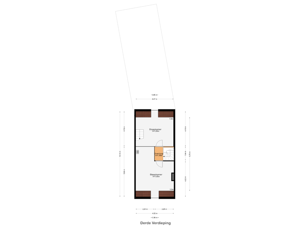 View floorplan of Derde Verdieping of Hoogbrugstraat 56