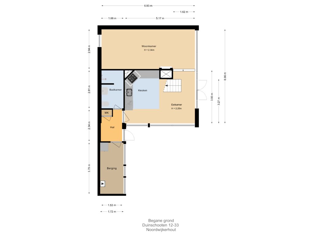 View floorplan of Begane grond of Duinschooten 12-135