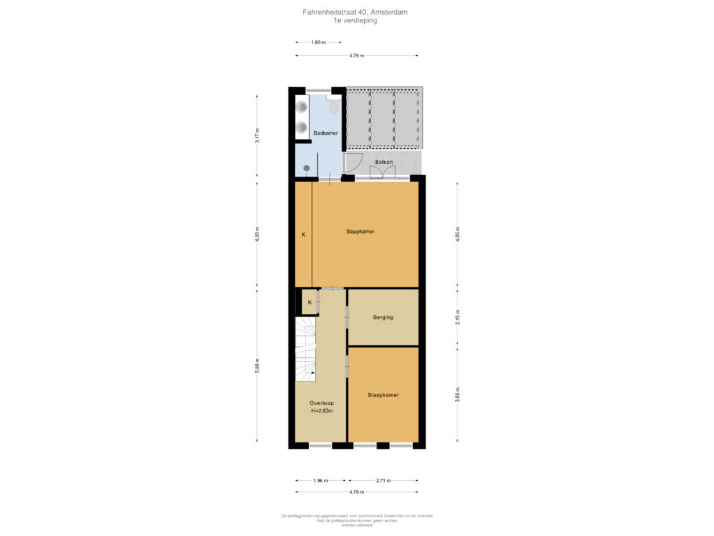 Bekijk plattegrond van 1e verdieping van Fahrenheitstraat 40