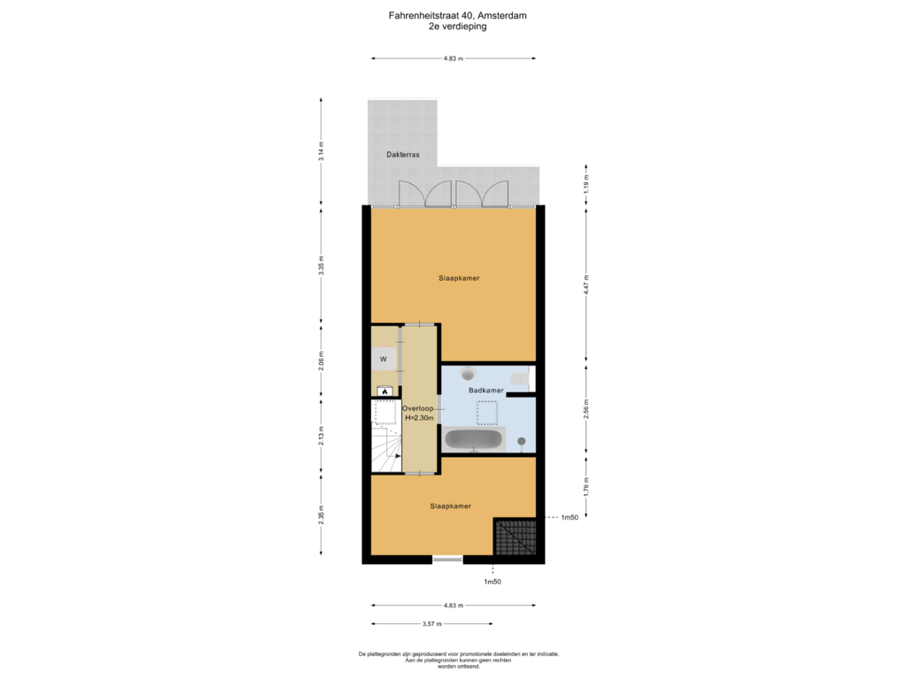 Bekijk plattegrond van 2e verdieping van Fahrenheitstraat 40